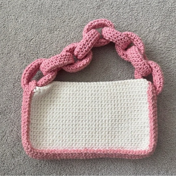 Handcrafted Beige and Gray Crochet Bag - Picture 2 of 3